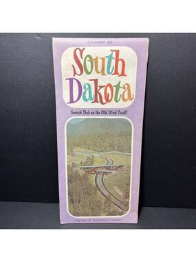 VTG. 1970 Highway Map South Dakota Smack Dab On The Old West Trail USA